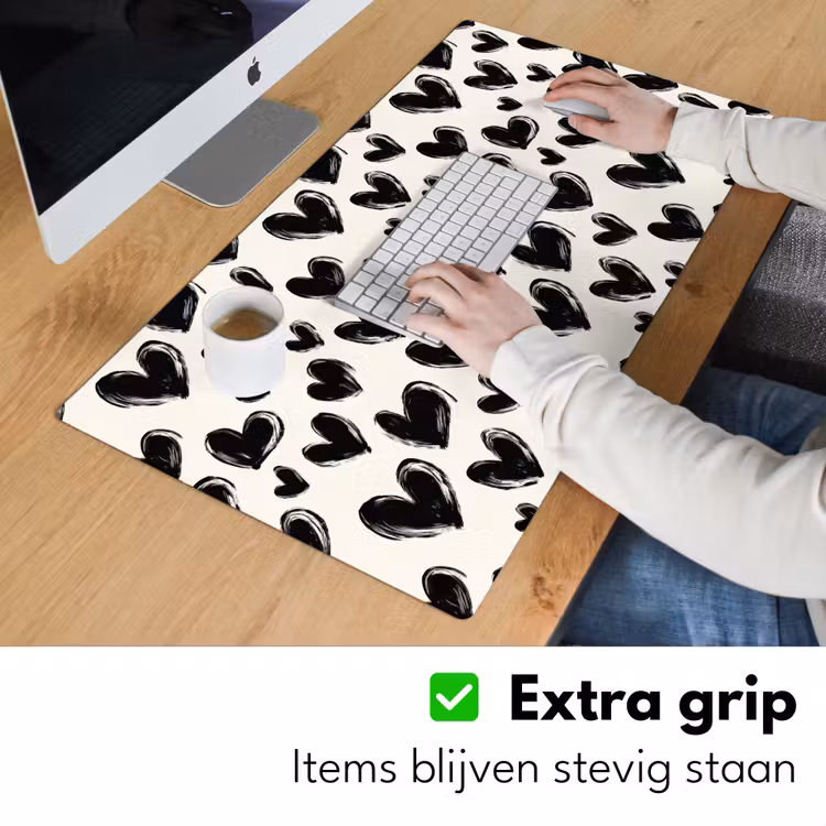 Bureau onderlegger - Hartjes - Patroon - Zwart — 6