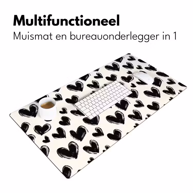 Bureau onderlegger - Hartjes - Patroon - Zwart — 7