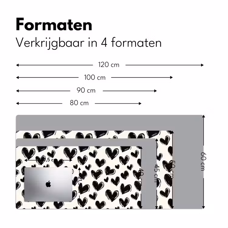 Bureau onderlegger - Hartjes - Patroon - Zwart — 8