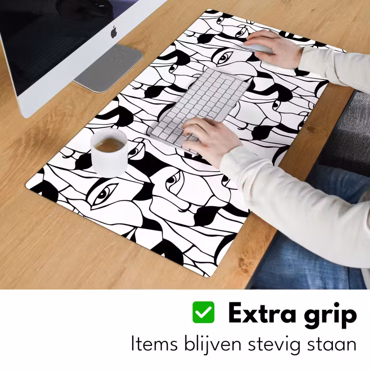Bureau onderlegger - Lijnen - Gezichten - Zwart - Wit — 6