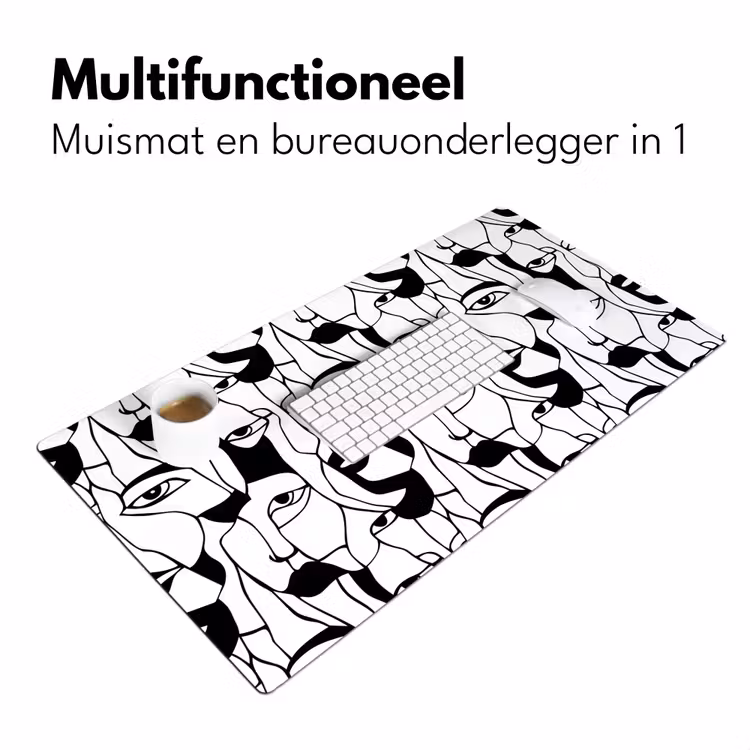 Bureau onderlegger - Lijnen - Gezichten - Zwart - Wit — 7