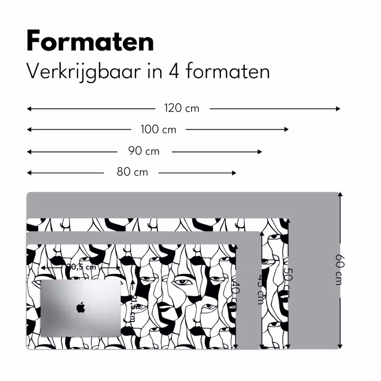 Bureau onderlegger - Lijnen - Gezichten - Zwart - Wit — 8