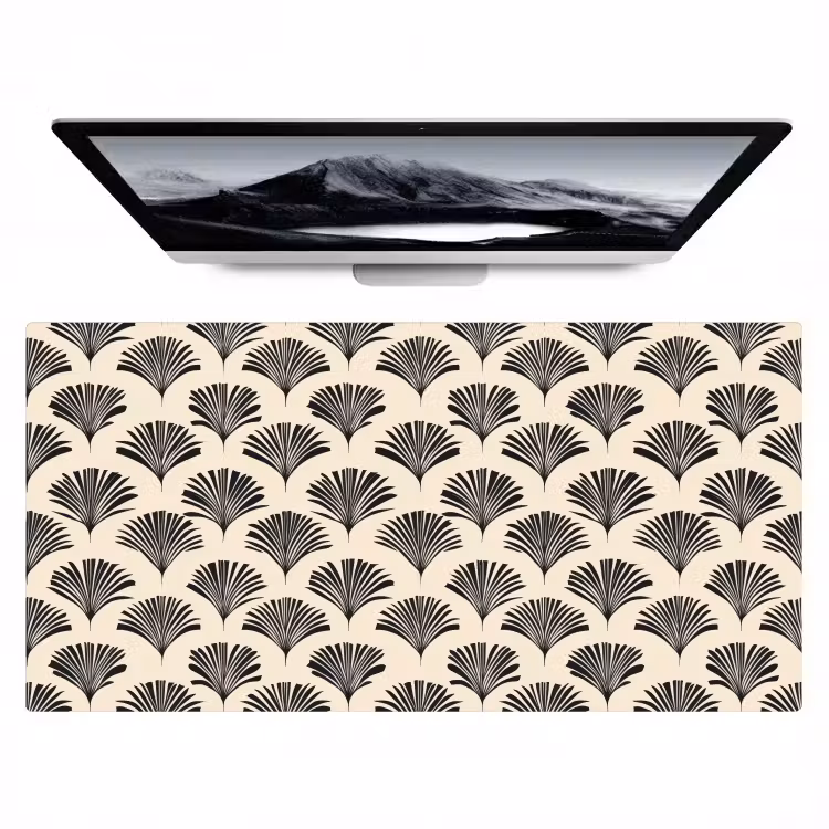 Bureau onderlegger - Waaiers - Botanisch - Zwart - Beige — 1