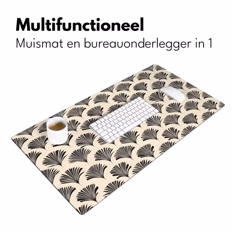 Bureau onderlegger - Waaiers - Botanisch - Zwart - Beige — 7