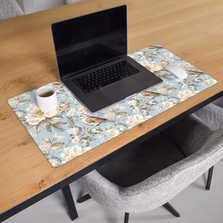 Bureau onderlegger - Botanisch - Zangvogel - Blauw — 3