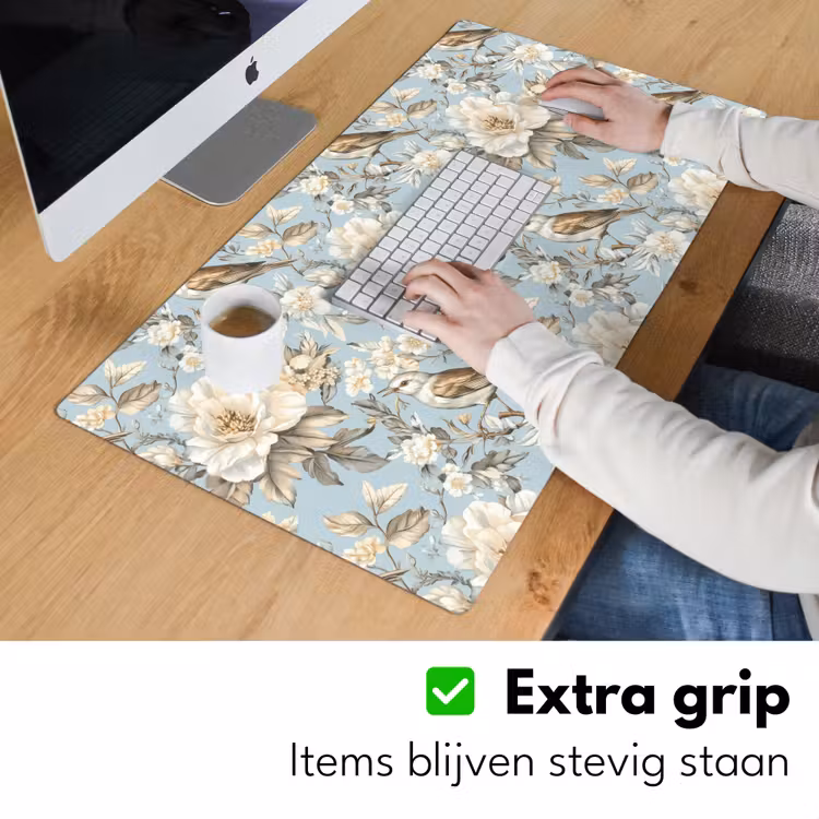Bureau onderlegger - Botanisch - Zangvogel - Blauw — 6