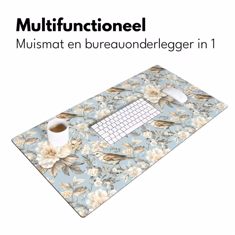 Bureau onderlegger - Botanisch - Zangvogel - Blauw — 7