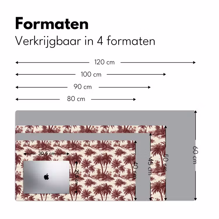 Bureau onderlegger - Tropisch - Geometrisch - Bordeauxrood — 8