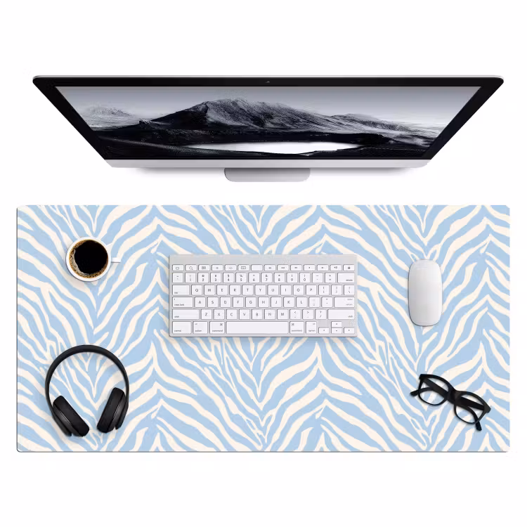 Bureau onderlegger - Zebra - Motief - Blauw - Wit — 4