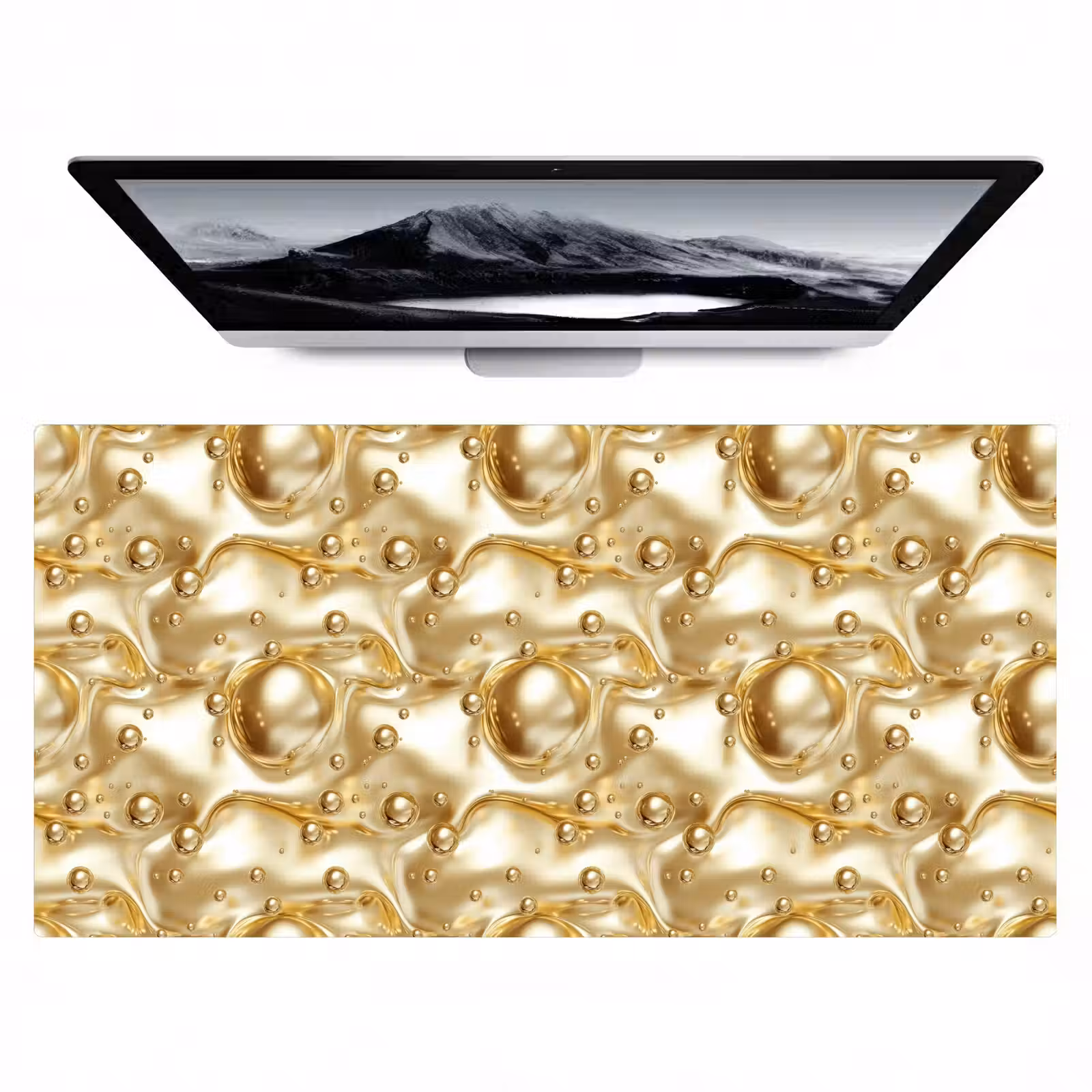 Bureau onderlegger - Vloeibaar - Druppels - Goud — 1