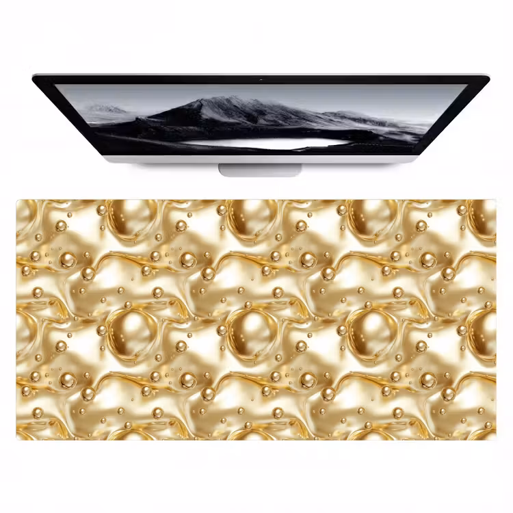 Bureau onderlegger - Vloeibaar - Druppels - Goud — 1