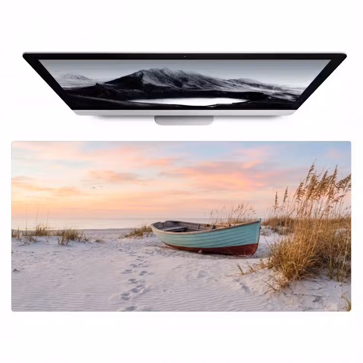 Bureau onderlegger - Rustiek - Roeiboot - Zandstrand — 1