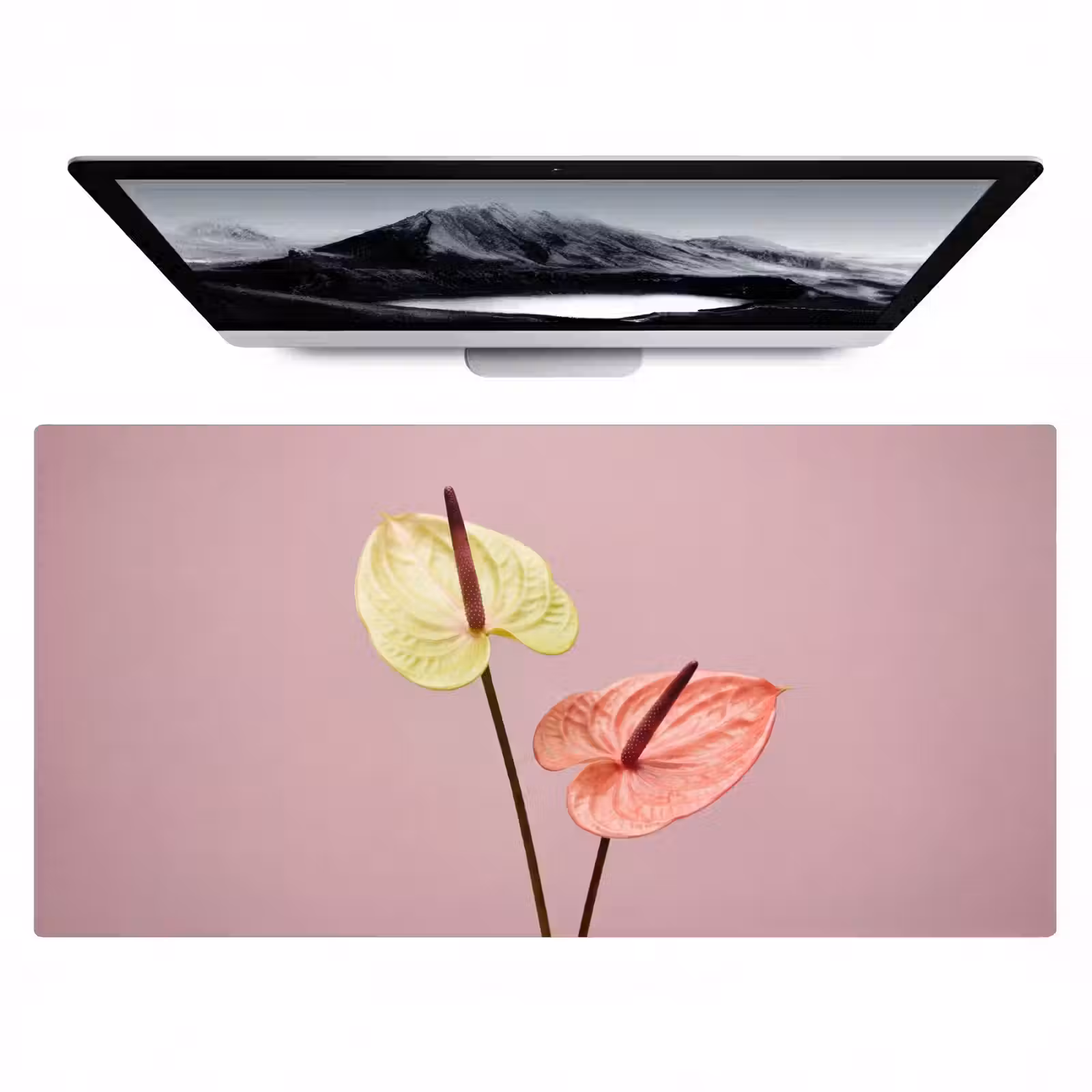 Bureau onderlegger - Bloemen - Anthuriums - Geel - Roze — 1