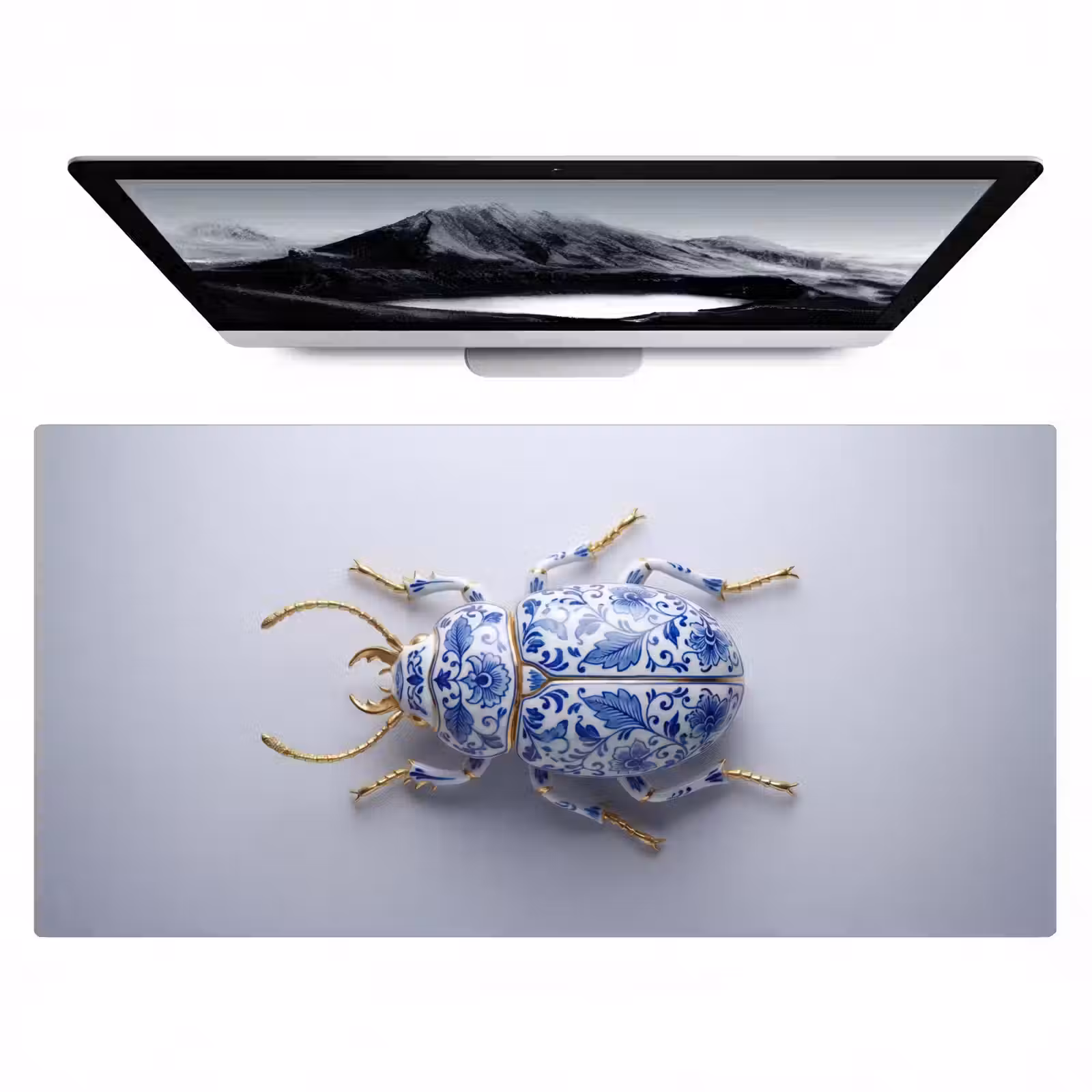 Bureau onderlegger - Kever - Delfts - Blauw - Goud — 1