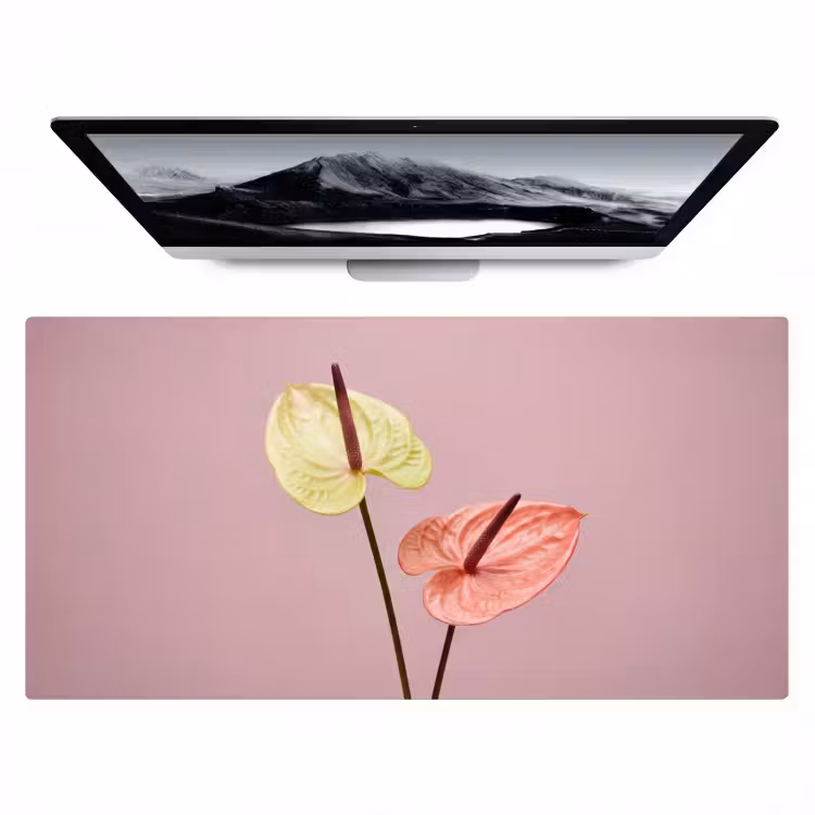 Bureau onderlegger - Bloemen - Anthuriums - Geel - Roze — 1