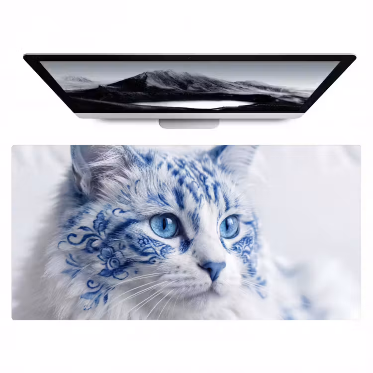 Bureau onderlegger - Kat - Patroon - Blauw — 1