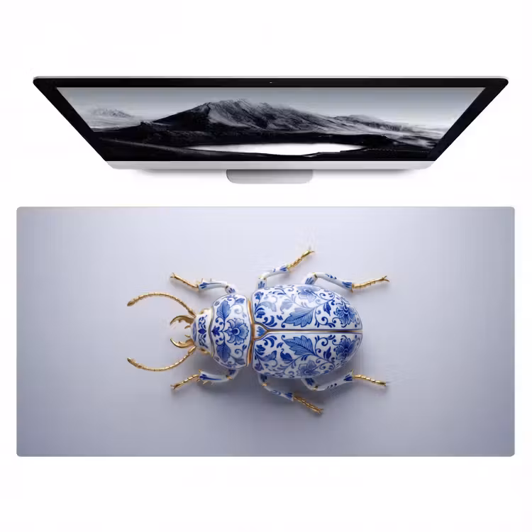 Bureau onderlegger - Kever - Delfts - Blauw - Goud — 1