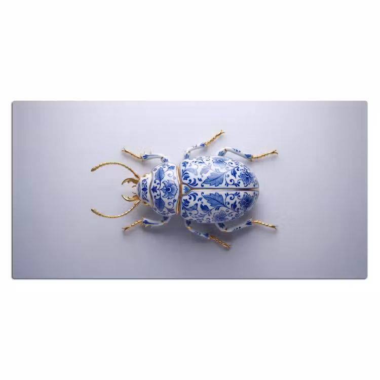 Bureau onderlegger - Kever - Delfts - Blauw - Goud — 2