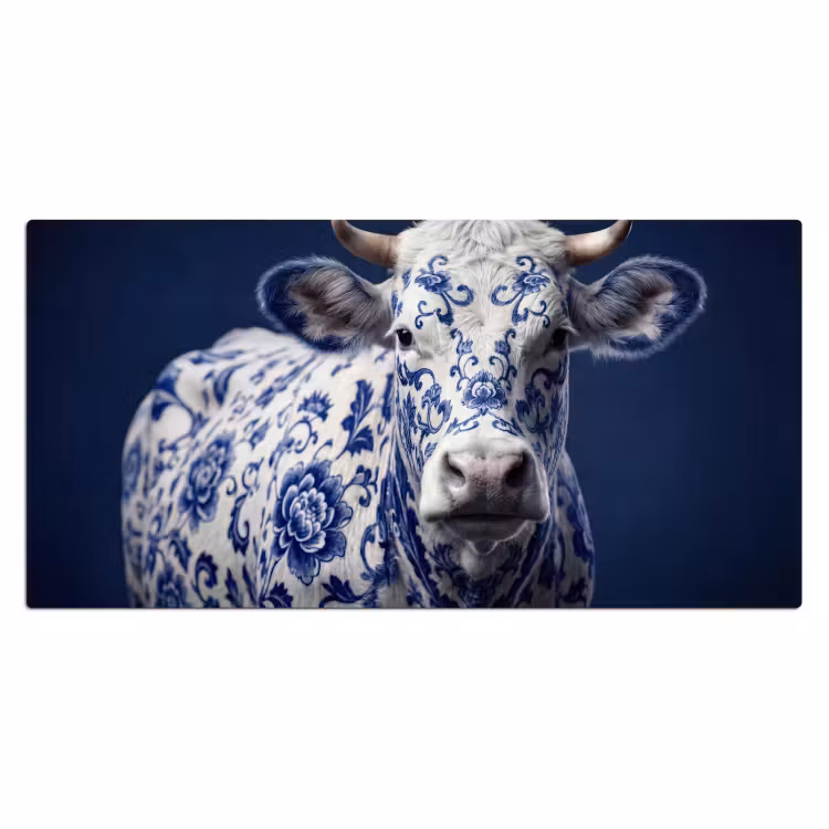 Bureau onderlegger - Koe - Delfts - Blauw - Artistiek — 2