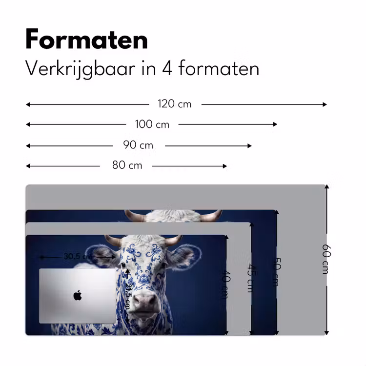 Bureau onderlegger - Koe - Delfts - Blauw - Artistiek — 8