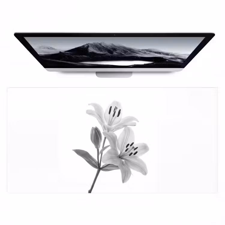 Bureau onderlegger - Lelies - Elegant - Zwart - Wit — 1