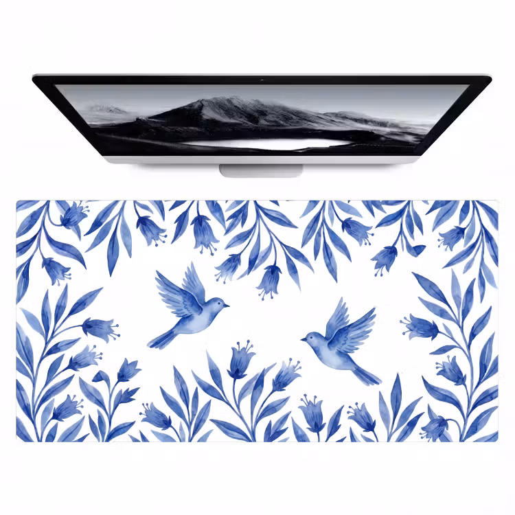 Bureau onderlegger - Modern - Vogels - Delfts - Blauw — 1