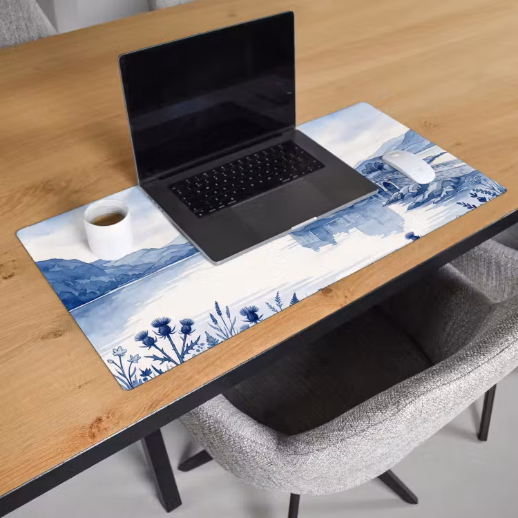 Bureau onderlegger - Schots - Kasteel - Blauw - Aquarel — 3