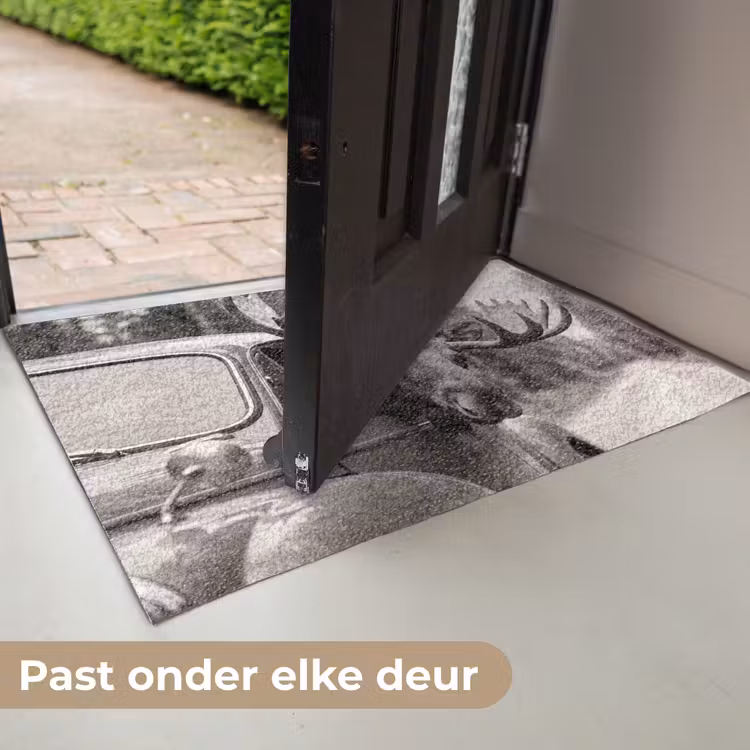 Deurmat - Eland - Auto - Gewei - Zwart - Wit — 7