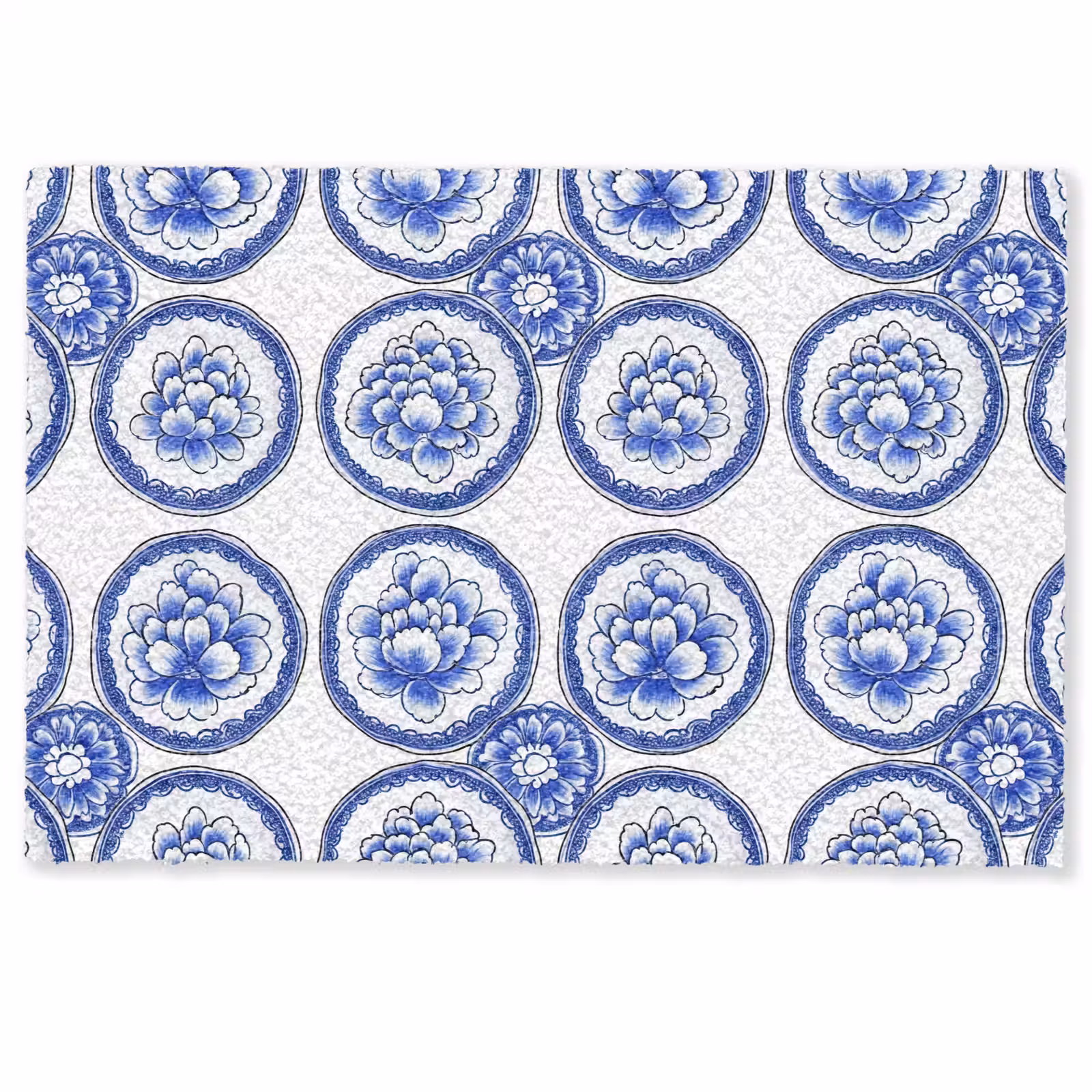 Deurmat - Cirkels - Bloemen - Blauw — 1