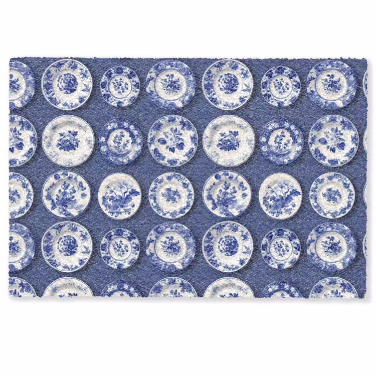 Deurmat - Borden - Floraal - Blauw — 1