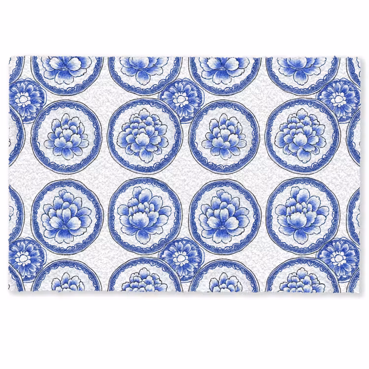 Deurmat - Cirkels - Bloemen - Blauw — 1