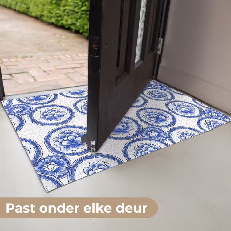 Deurmat - Cirkels - Bloemen - Blauw — 7
