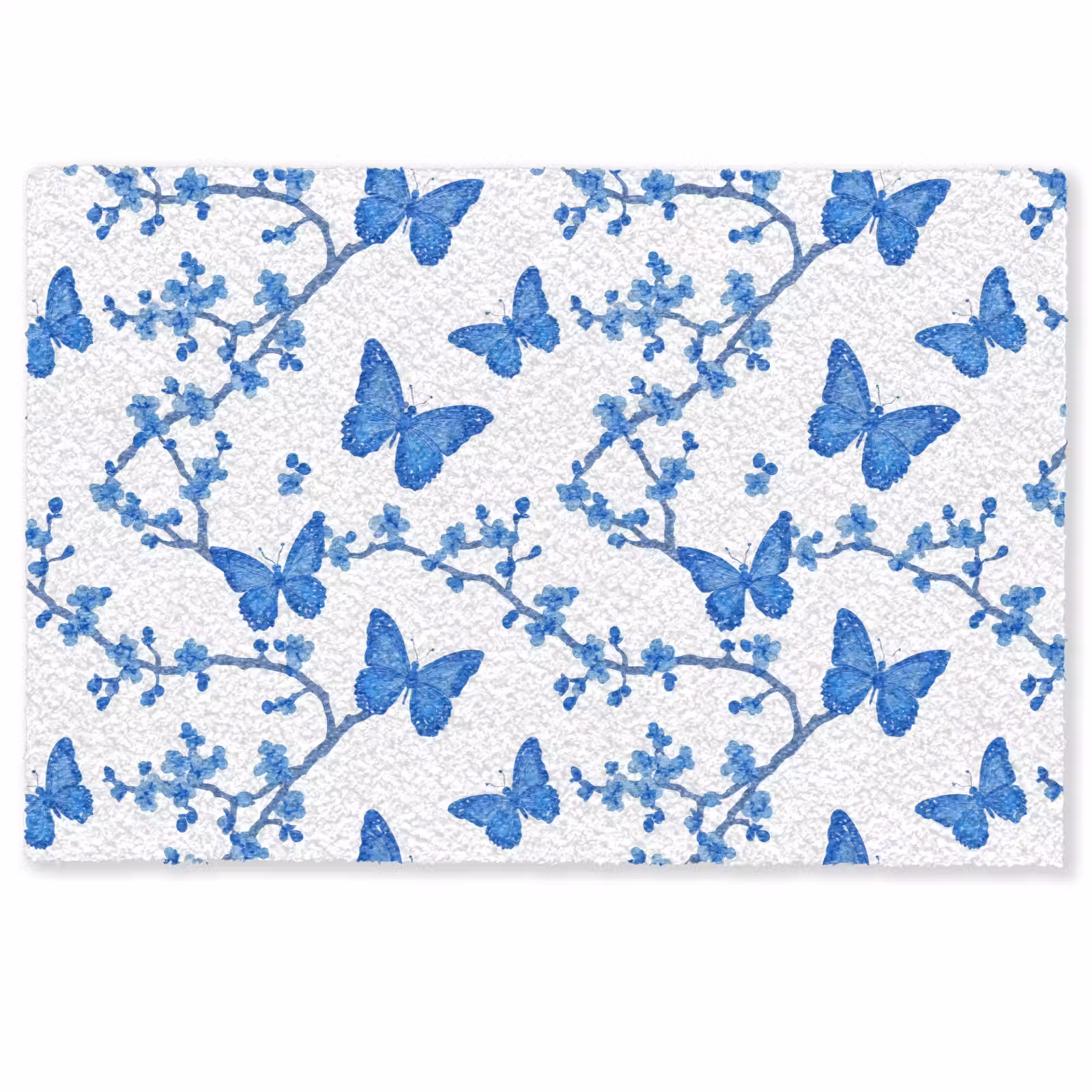 Deurmat - Vlinder - Bloemen - Blauw — 1