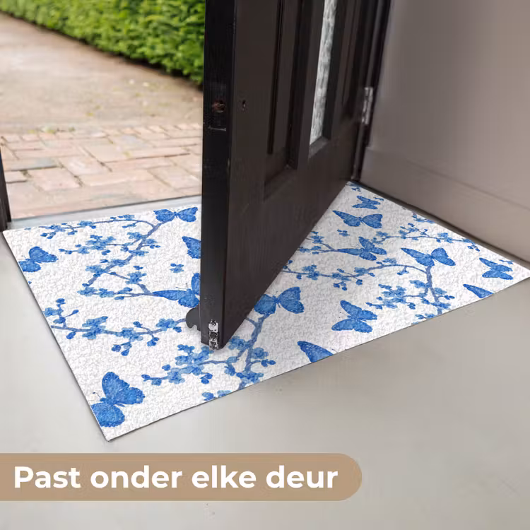 Deurmat - Vlinder - Bloemen - Blauw — 7
