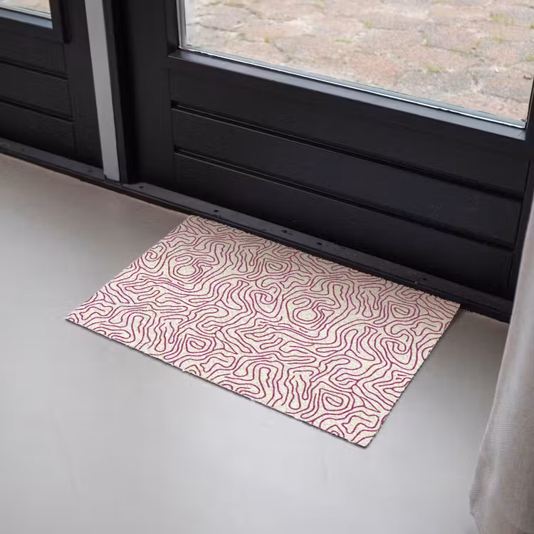 Deurmat - Kronkelende lijn - Magenta - Crème — 2
