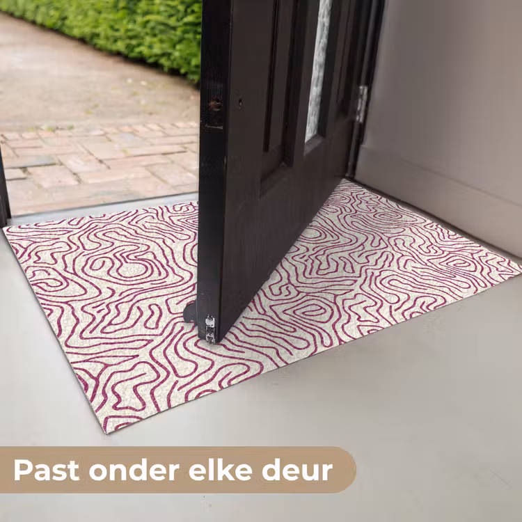 Deurmat - Kronkelende lijn - Magenta - Crème — 7