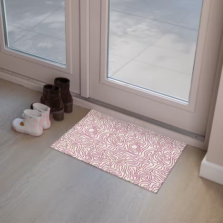 Deurmat - Kronkelende lijn - Magenta - Crème — 8
