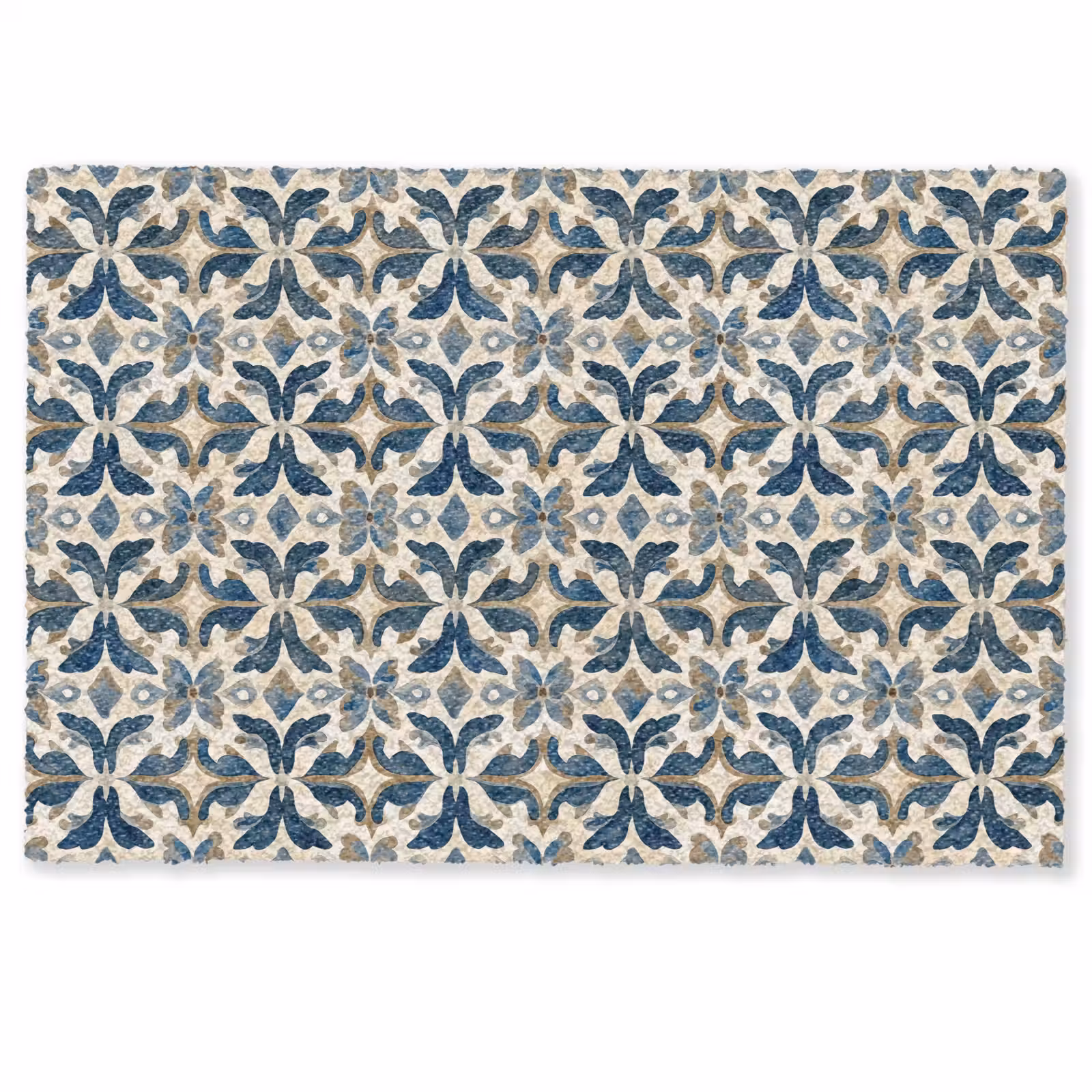 Deurmat - Tegel - Patroon - Blauw - Beige — 1