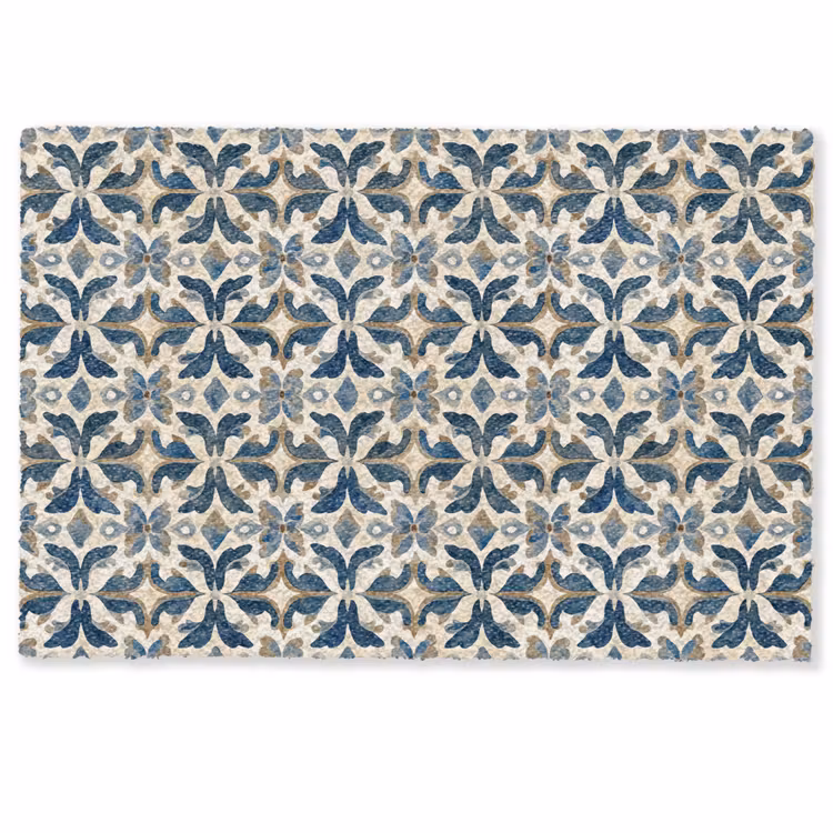 Deurmat - Tegel - Patroon - Blauw - Beige — 1