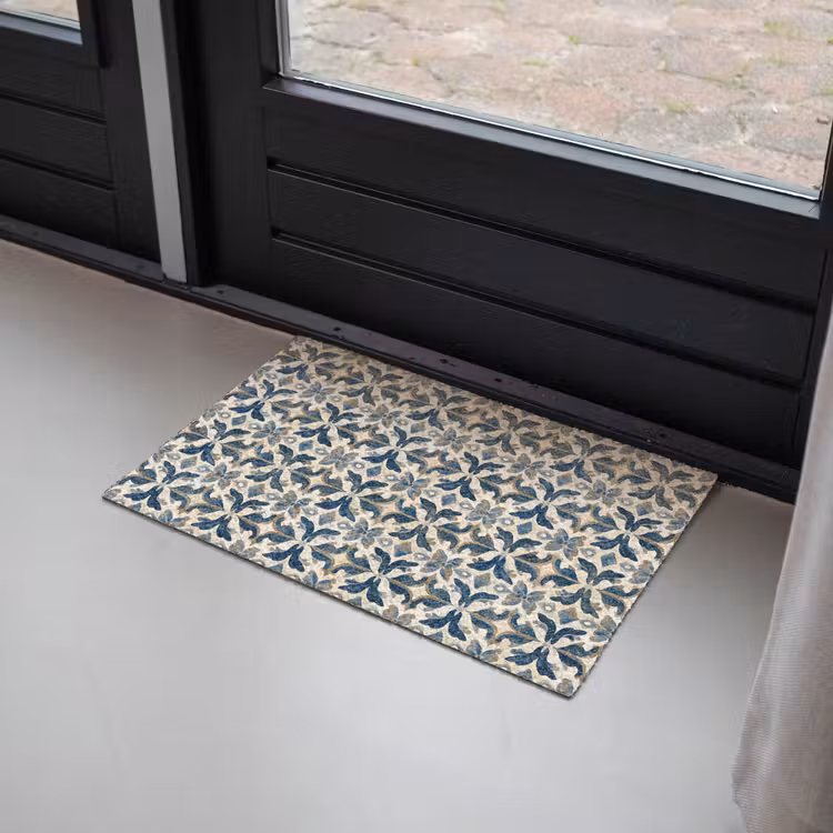 Deurmat - Tegel - Patroon - Blauw - Beige — 2
