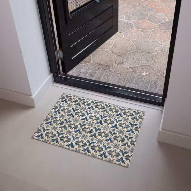 Deurmat - Tegel - Patroon - Blauw - Beige — 4
