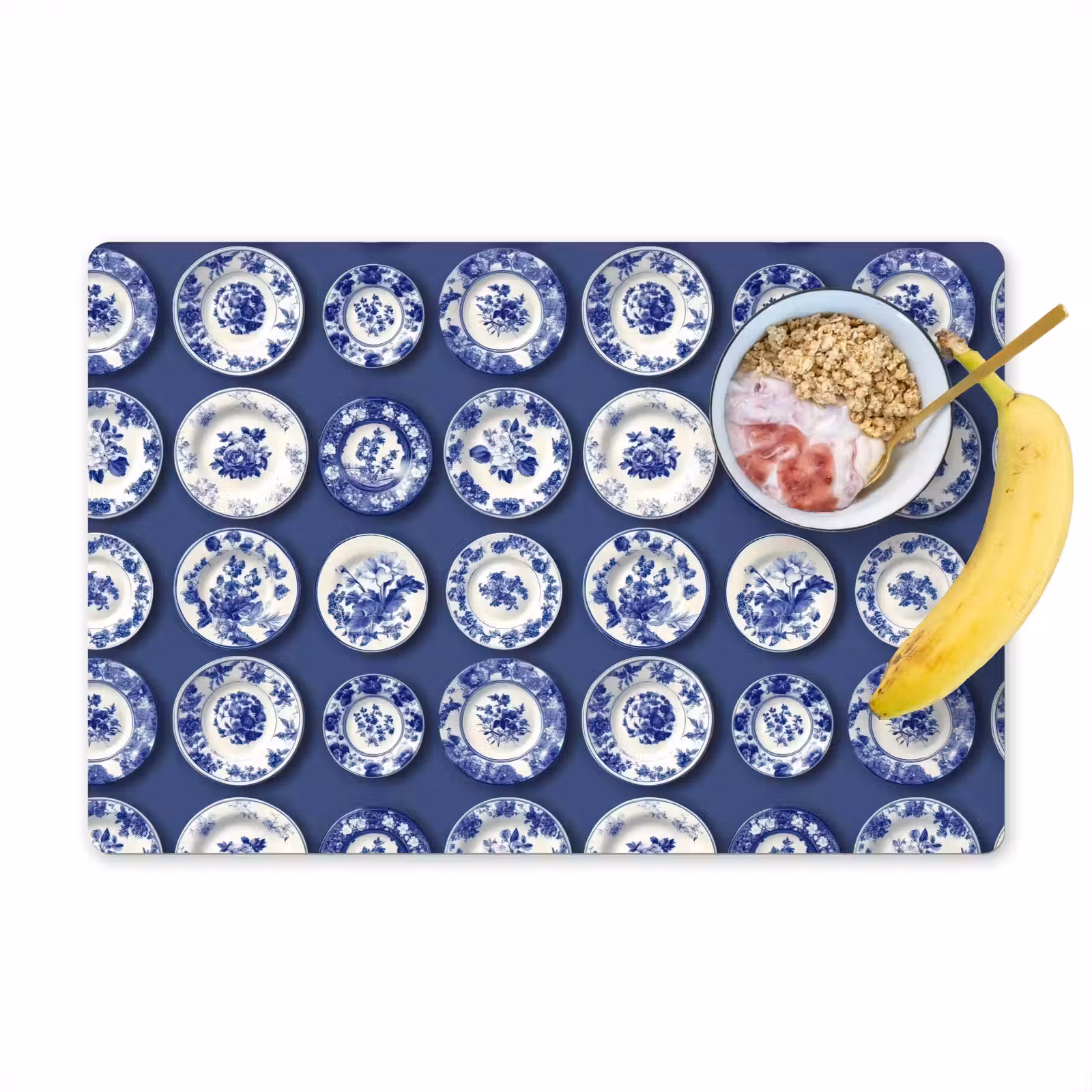 Placemat - 6 stuks - Borden - Floraal - Blauw — 1