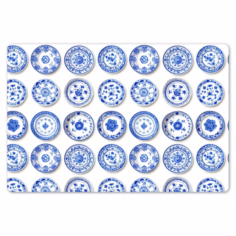 Placemat - 6 stuks - Borden - Bloemen - Patroon - Blauw — 7