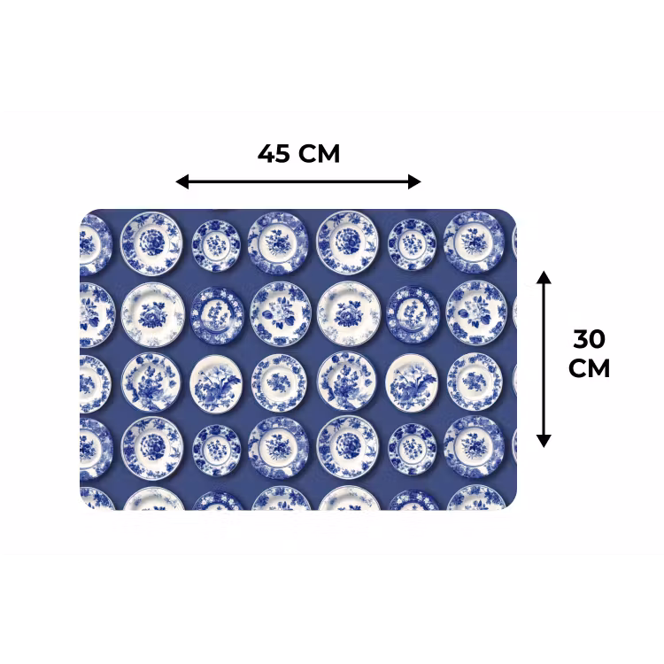 Placemat - 6 stuks - Borden - Floraal - Blauw — 3