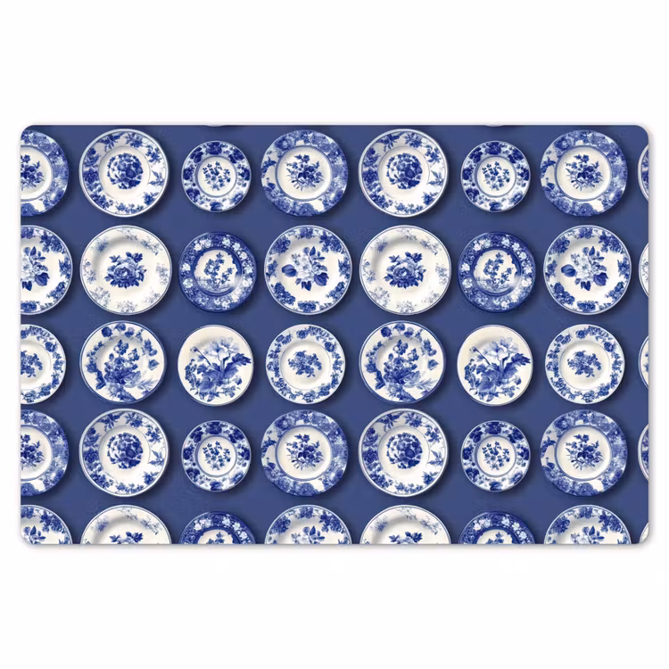 Placemat - 6 stuks - Borden - Floraal - Blauw — 7