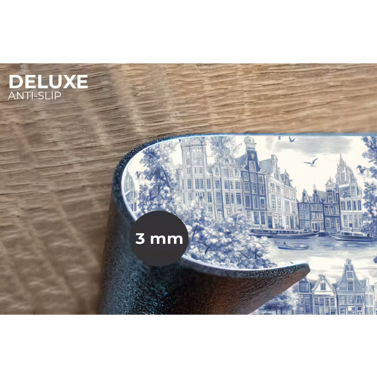 Placemat - 6 stuks - Huizen - Bomen - Water - Vogels - Blauw — 4