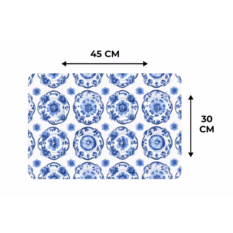 Placemat - 6 stuks - Sierborden - Bloemen - Blauw — 3