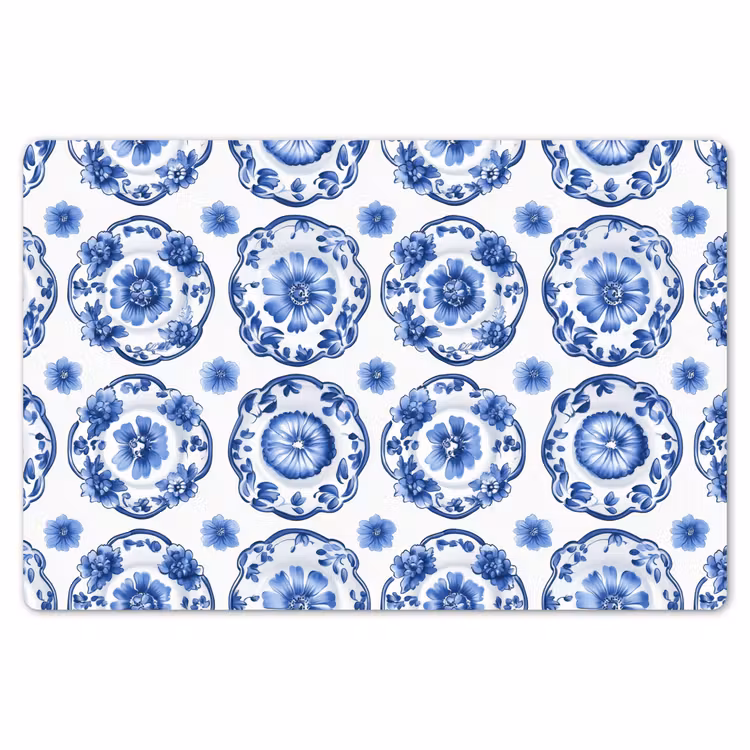 Placemat - 6 stuks - Sierborden - Bloemen - Blauw — 7