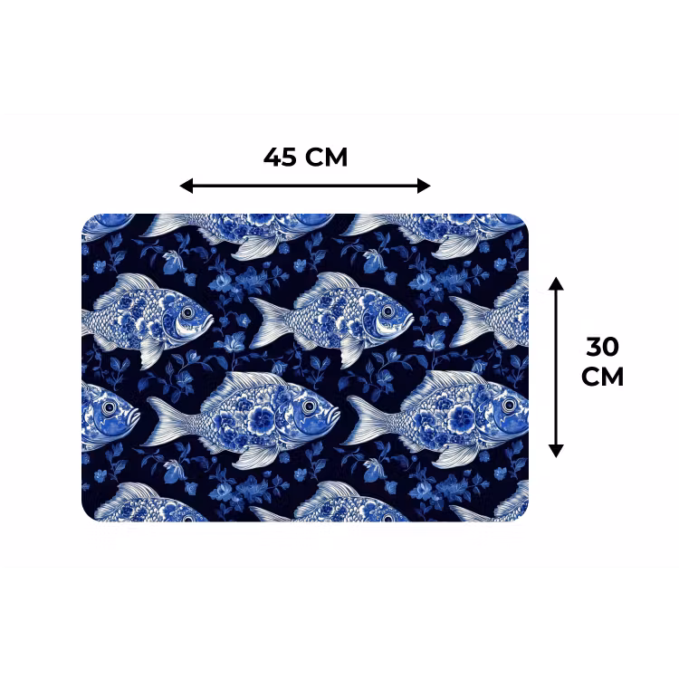 Placemat - 6 stuks - Vissen - Bloemen - Blauw — 3