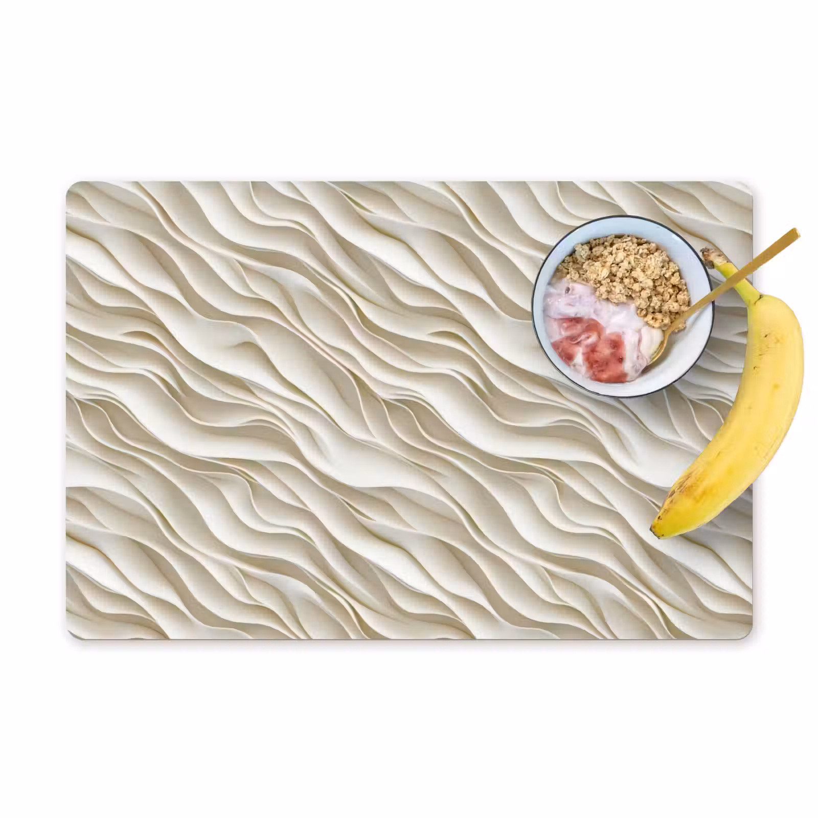 Placemat - 6 stuks - Golven - Wit - Minimalistisch — 1